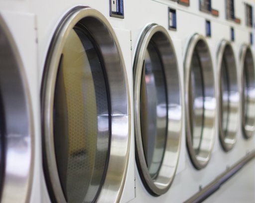 laundromat machine washer line with closed doors